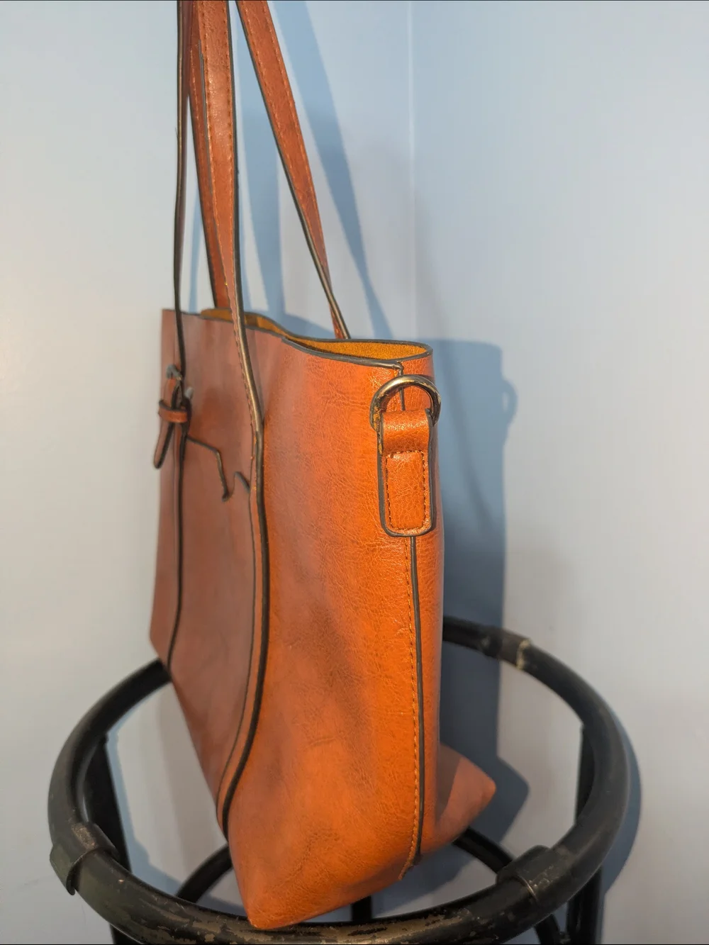 Classic Brown Leather-Look Tote Bag